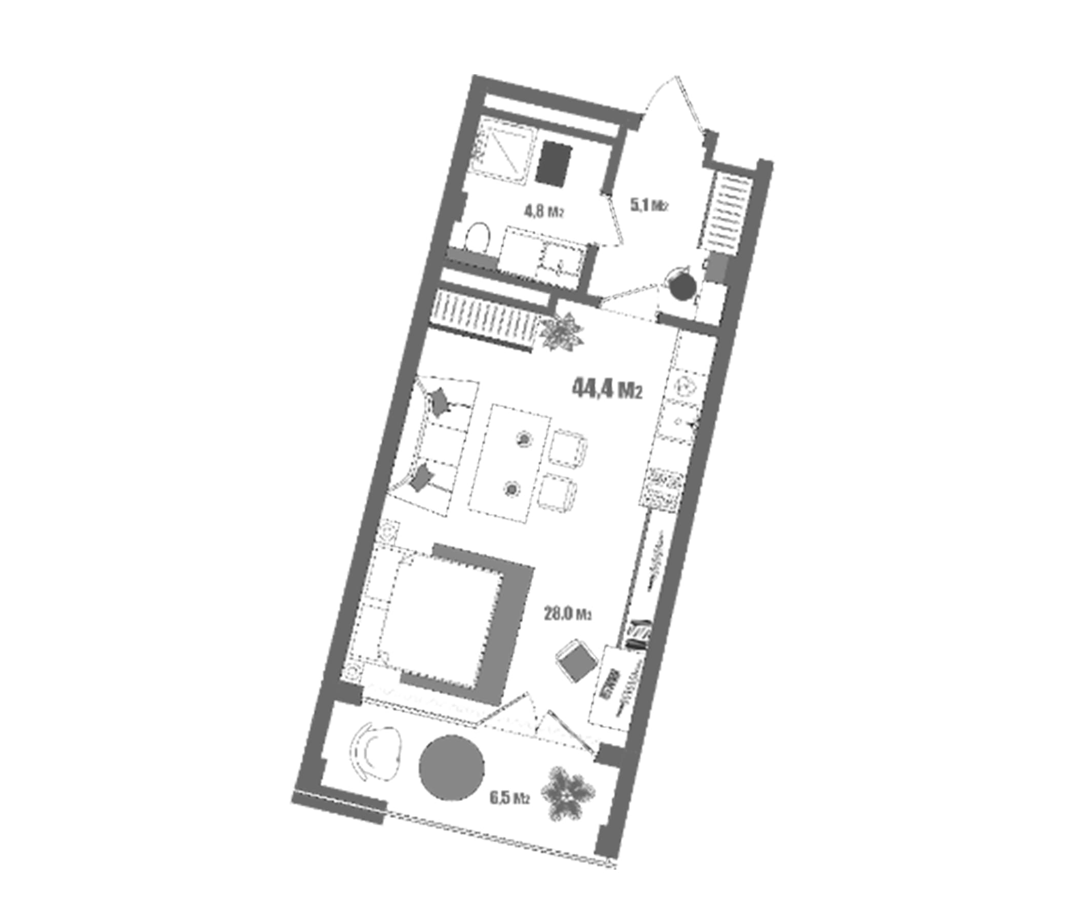 Студия, 37.9 м²