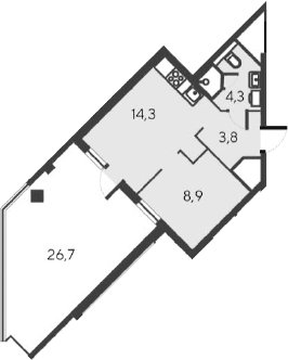 2-комн., 31.3 м²