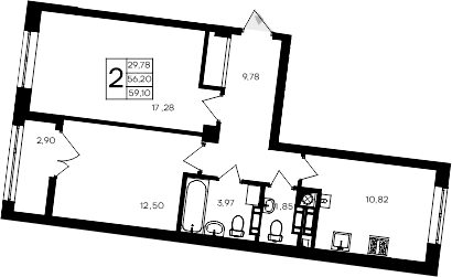 2-комн., 56.2 м²