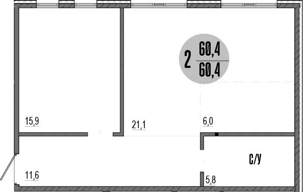 2-комн., 60.4 м²