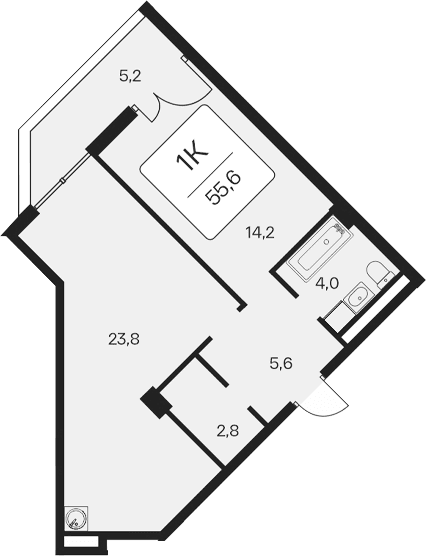 1-комн., 50.4 м²