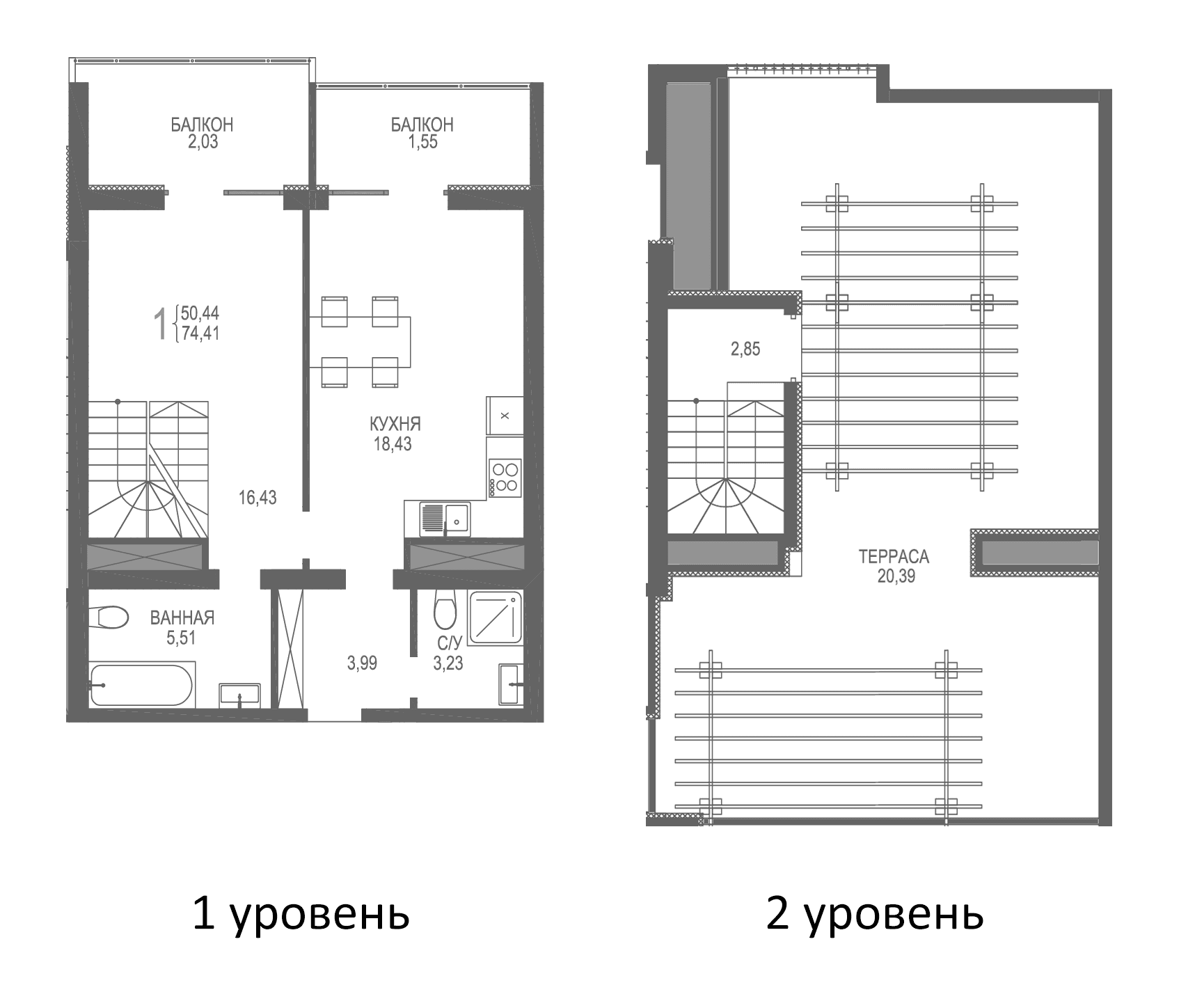 1-комн., 50.44 м²
