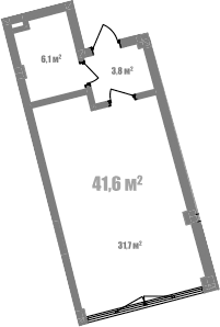 Студия, 41.6 м²
