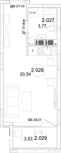 Студия, 24.31 м²