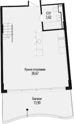 1-комн., 56.97 м²