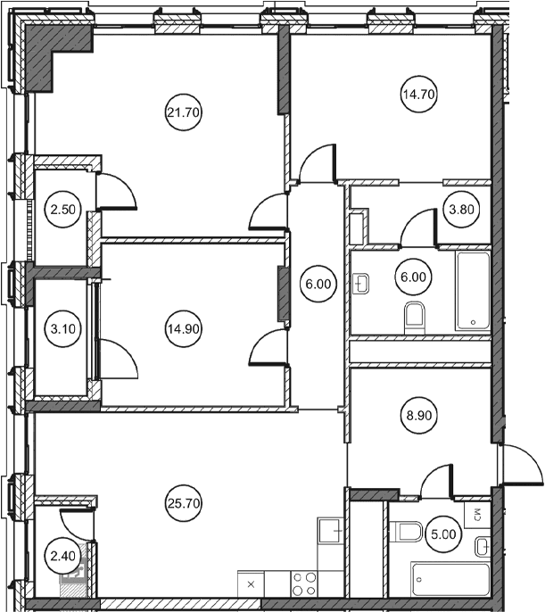 3-комн., 106.7 м²