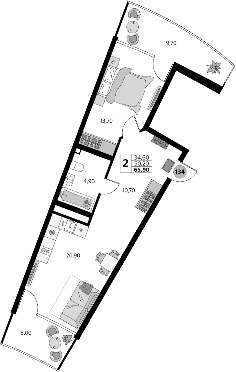 2-комн., 50.2 м²