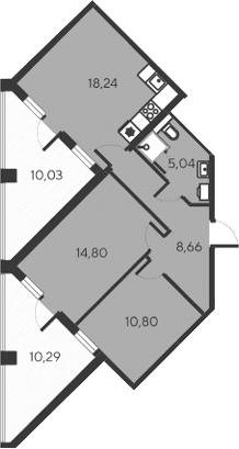 3-комн., 57.54 м²
