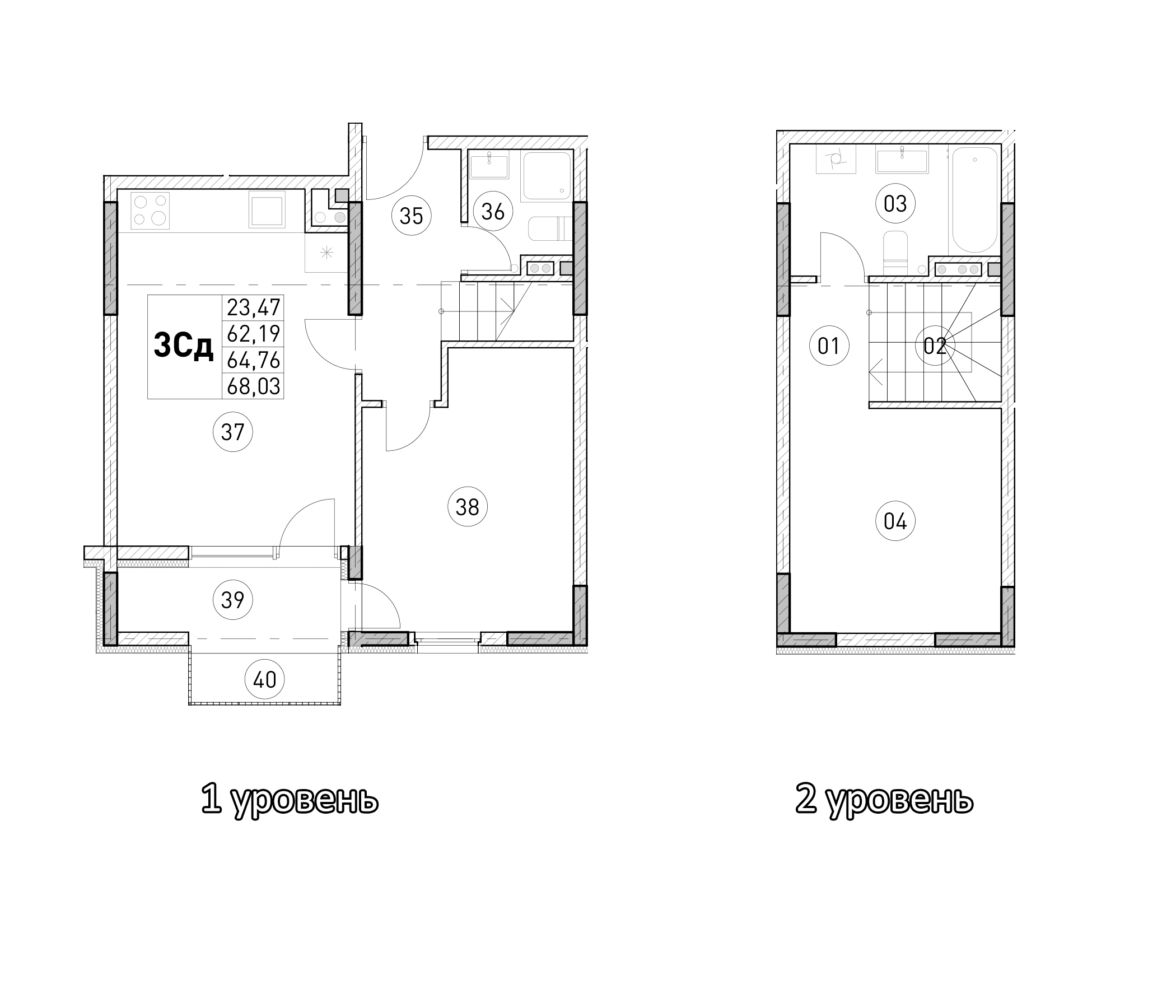 2-комн., 62.19 м²