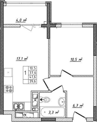 2-комн., 37.6 м²