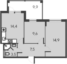 3-комн., 49.9 м²