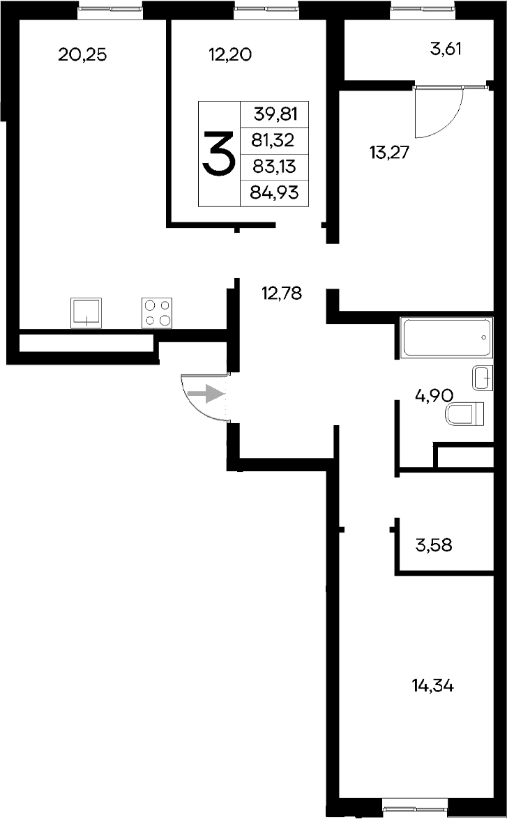 3-комн., 81.32 м²