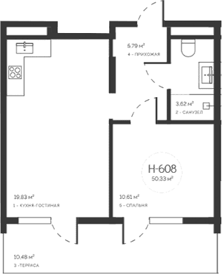 2-комн., 39.85 м²