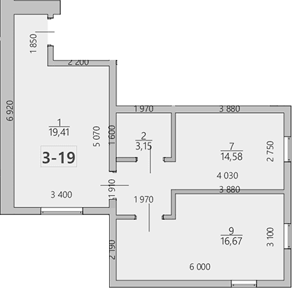 3-комн., 53.8 м²