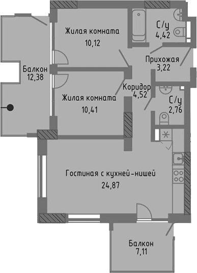 3-комн., 60.32 м²