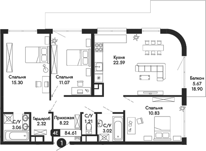 4-комн., 77.62 м²