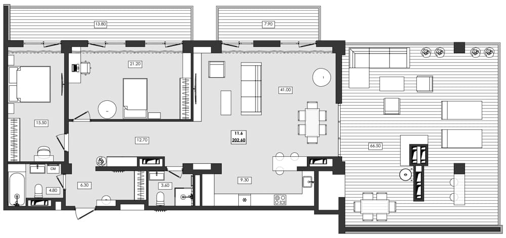 2-комн., 114.4 м²