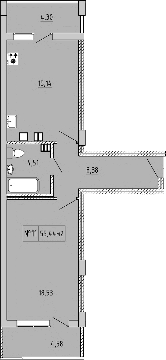 1-комн., 46.56 м²