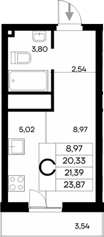 Студия, 20.33 м²