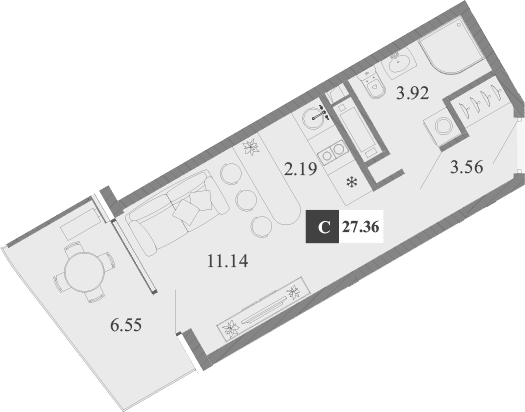 Студия, 20.81 м²
