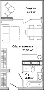 Студия, 26.8 м²