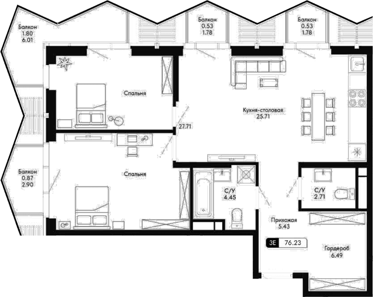 Своб. план., 72.5 м²