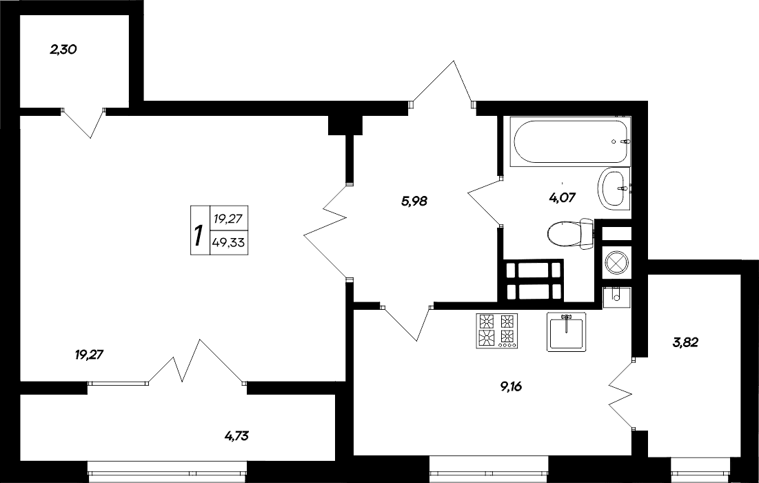 1-комн., 40.78 м²