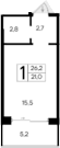 Студия, 21 м²