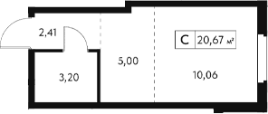 Студия, 20.67 м²