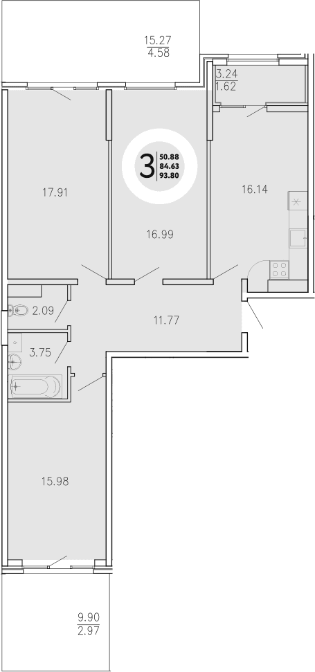 3-комн., 84.63 м²