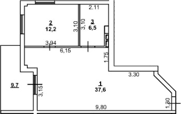 1-комн., 56.3 м²