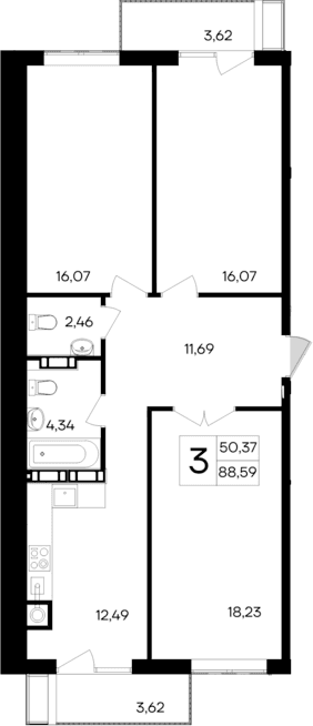 3-комн., 81.35 м²