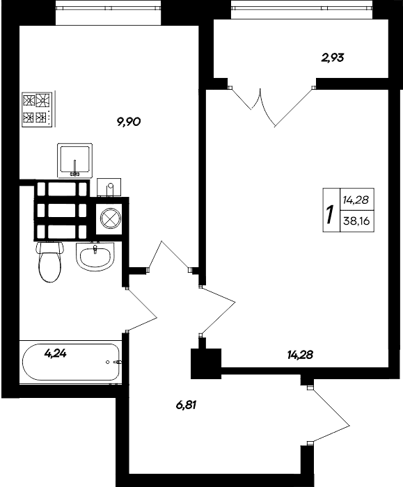 1-комн., 35.23 м²