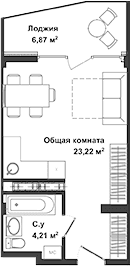 Студия, 27.43 м²