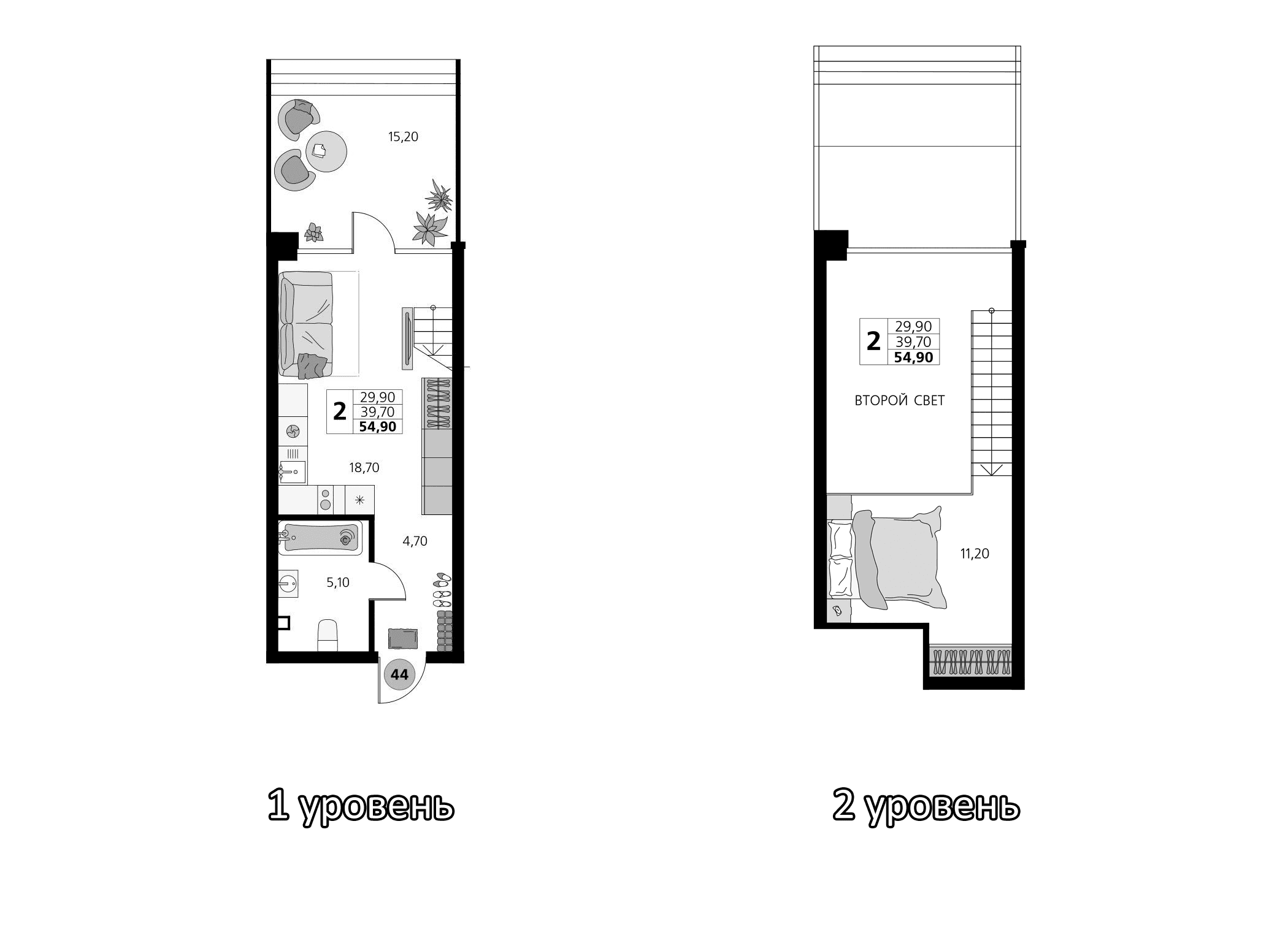 2-комн., 39.7 м²