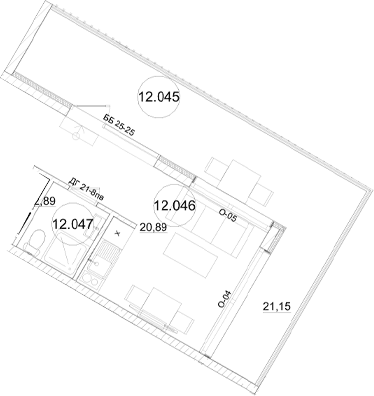 Студия, 23.63 м²