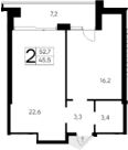 1-комн., 45.5 м²