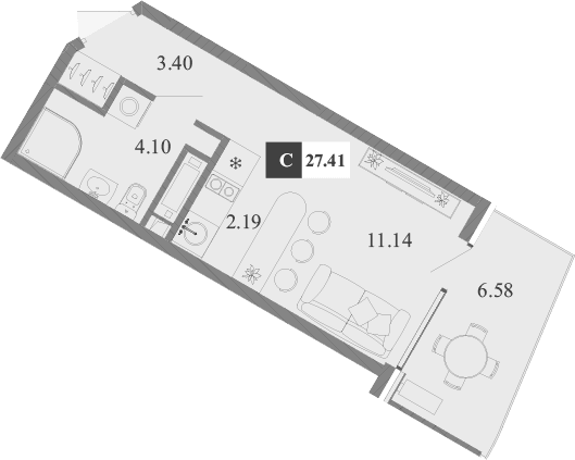 Студия, 20.83 м²