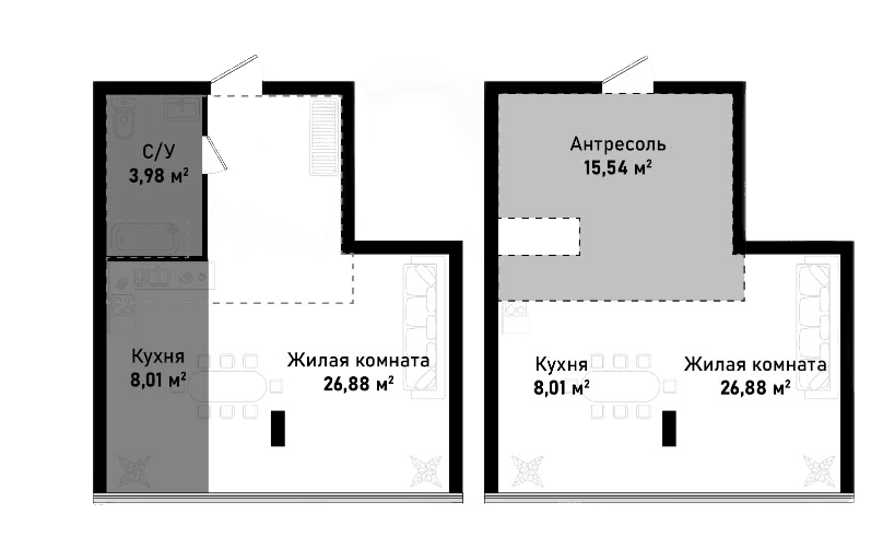 2-комн., 54.41 м²