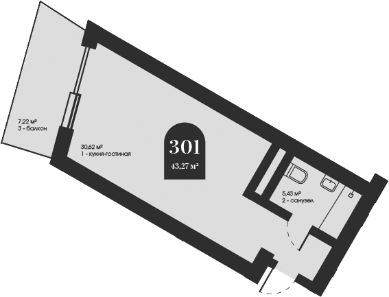 Студия, 36.05 м²