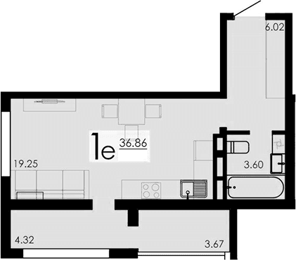 Студия, 28.87 м²