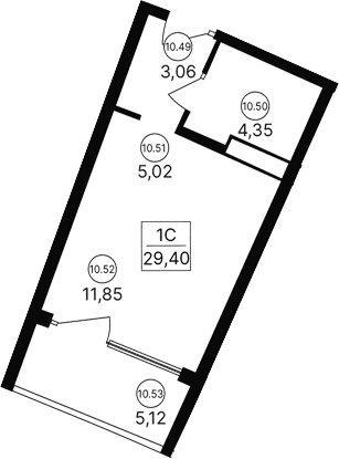 Студия, 24.28 м²