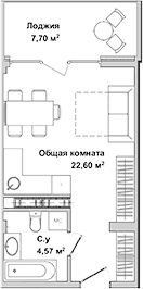 Студия, 27.17 м²