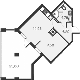 2-комн., 33.14 м²