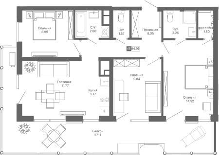4-комн., 67.84 м²