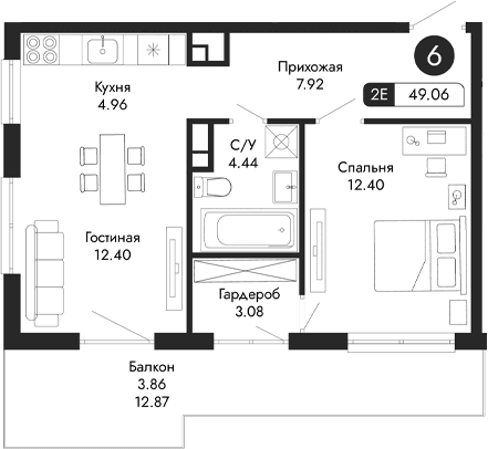 2-комн., 45.2 м²