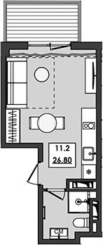 Студия, 22 м²