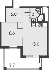 2-комн., 32.6 м²