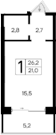 Студия, 21 м²