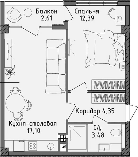2-комн., 37.32 м²